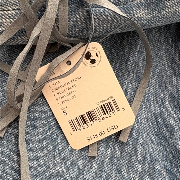 NWT free people fringed out denim jacket - Picture 3 of 4